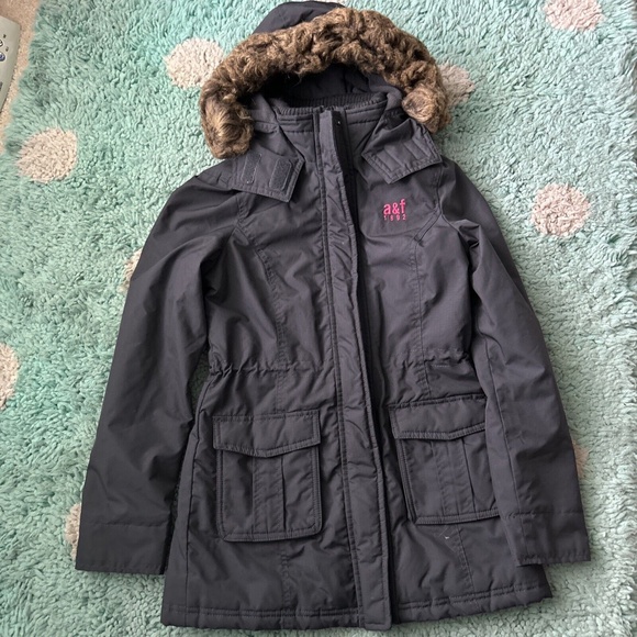abercrombie kids Jackets Coats Abercrombie Girl Gray Parka Puffer Coat Zip Jacket Pink